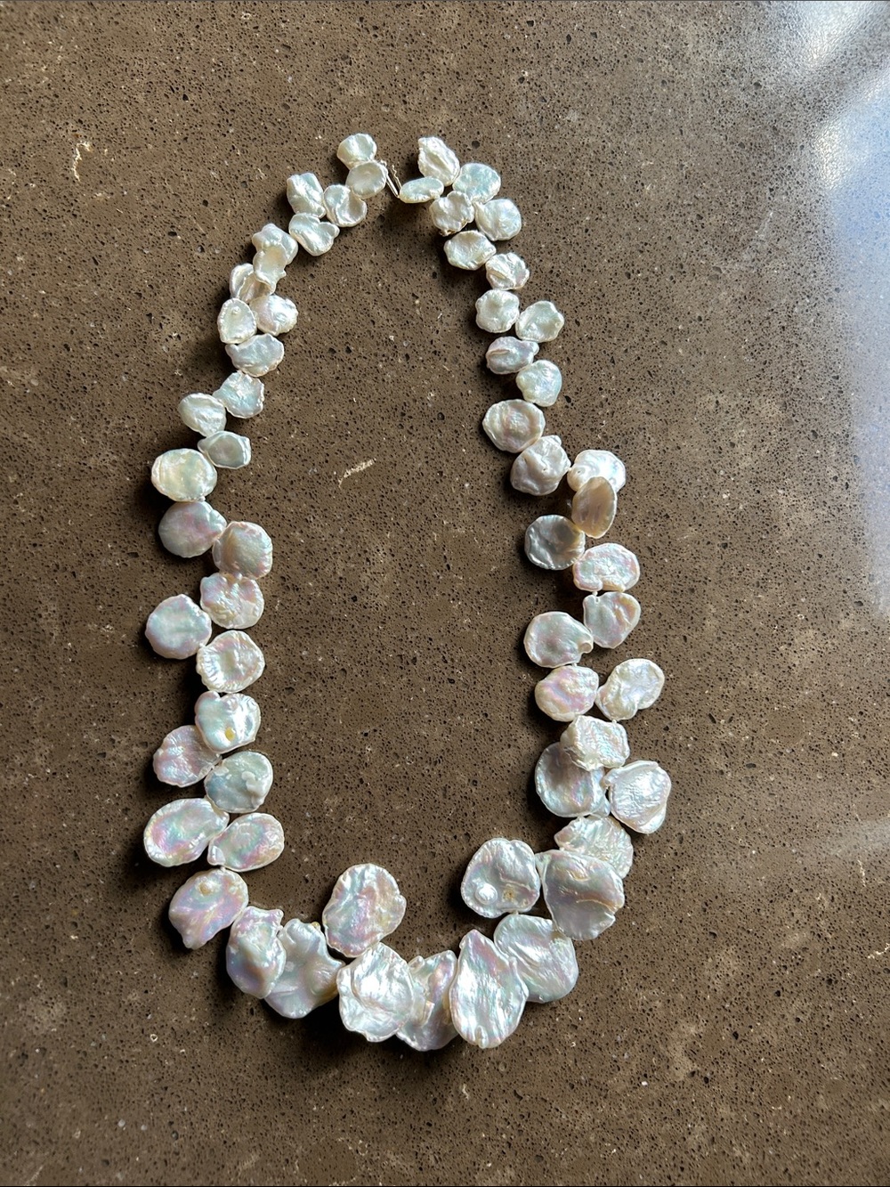 ✨ Vintage 14K Gold 20” Keshi Petal Pearl Statement Necklace